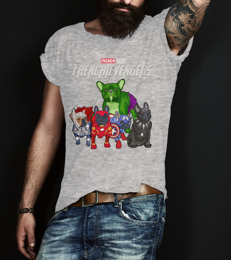 French Bulldog Frenchievengers Superhero Canine Team T-Shirt