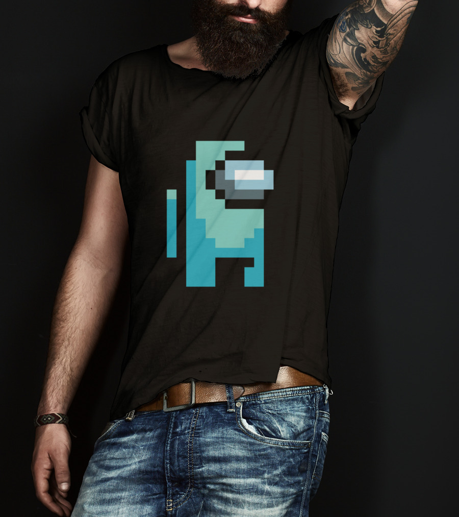 Among Us Cyan Crewmate Pixel T-Shirt