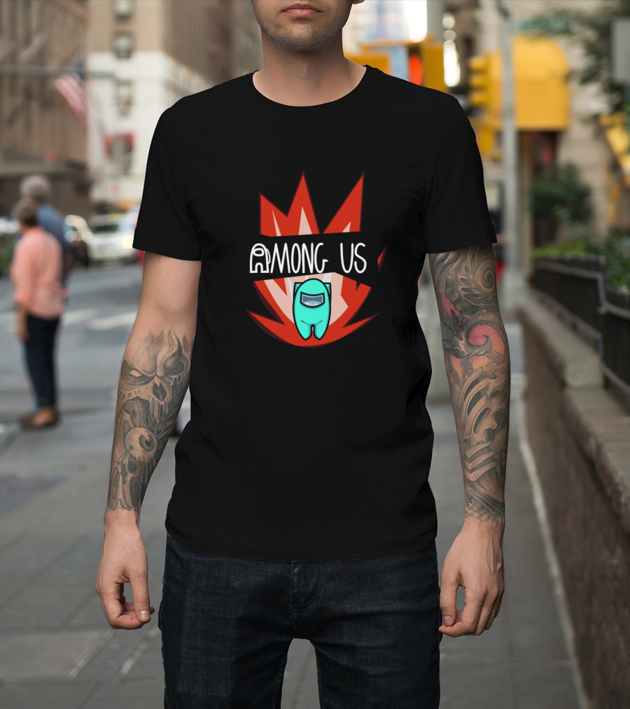 AMONG US Cyanmc4qd Crewmate with Fiery Background T-Shirt