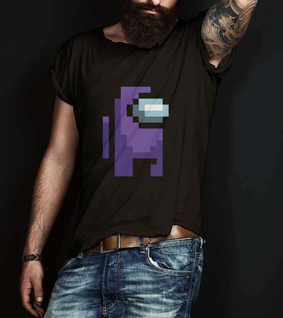 Among Us Purple Character Pixel T-Shirt