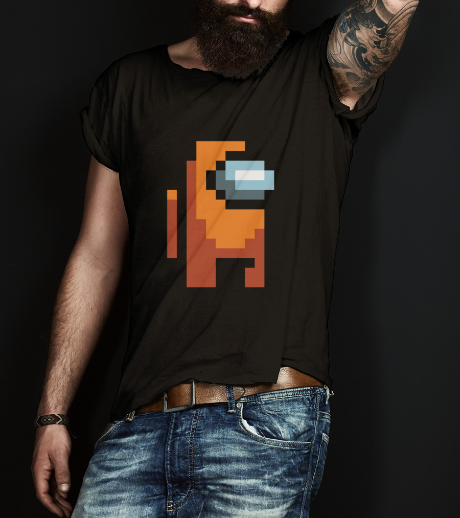 Among Us Orange Crewmate Pixel T-Shirt