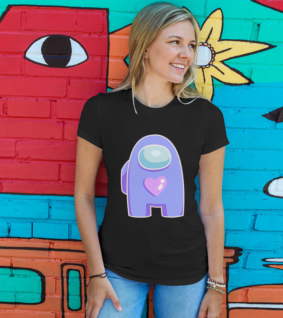 Blue Violet Among Us Crewmate Heart T-Shirt