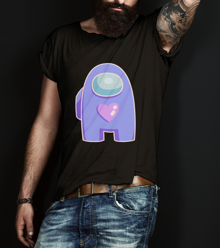 Blue Violet Among Us Crewmate Heart T-Shirt