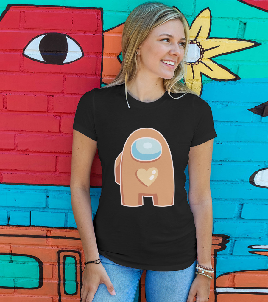 Brown Crewmate With Heart Among Us T-Shirt