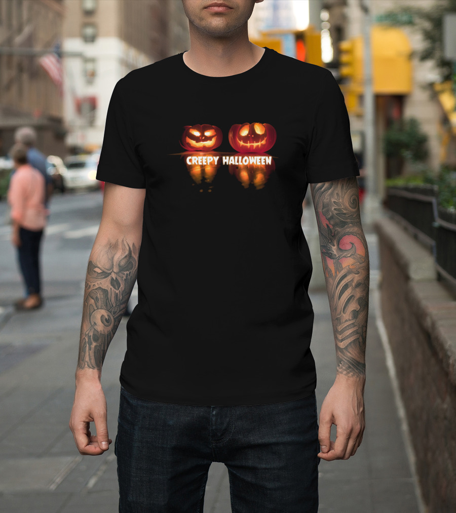 Creepy Halloween Pumpkin Reflections T-Shirt