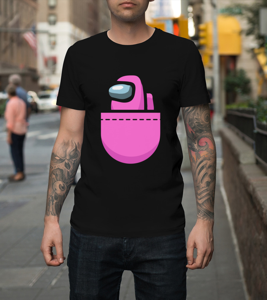 Among Us Pink Crewmate Pocket T-Shirt