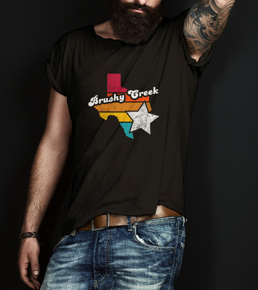 Brushy Creek Texas Retro Texas Map With Star T-Shirt