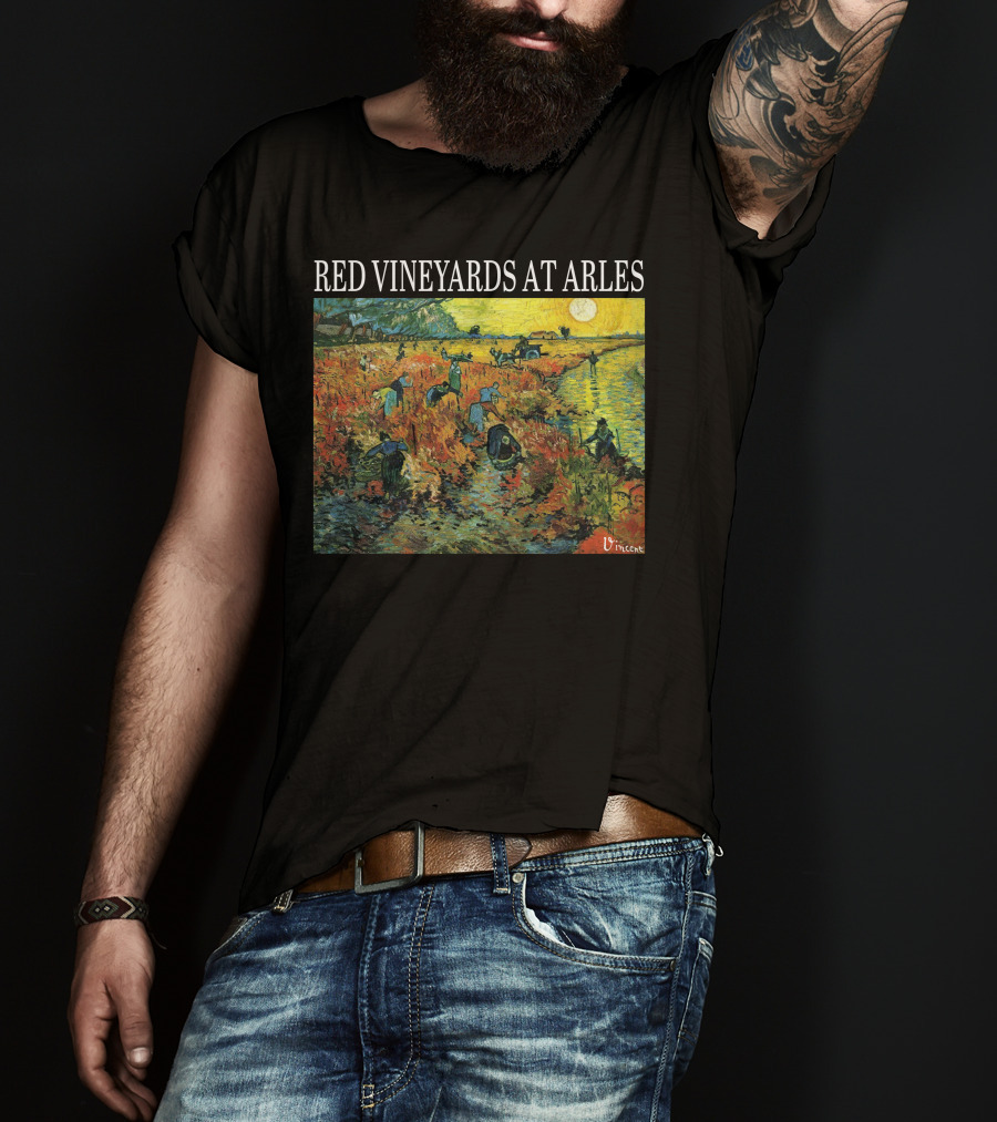 Red Vineyards At Arles Vincent Van Gogh Painting Dark T-Shirt