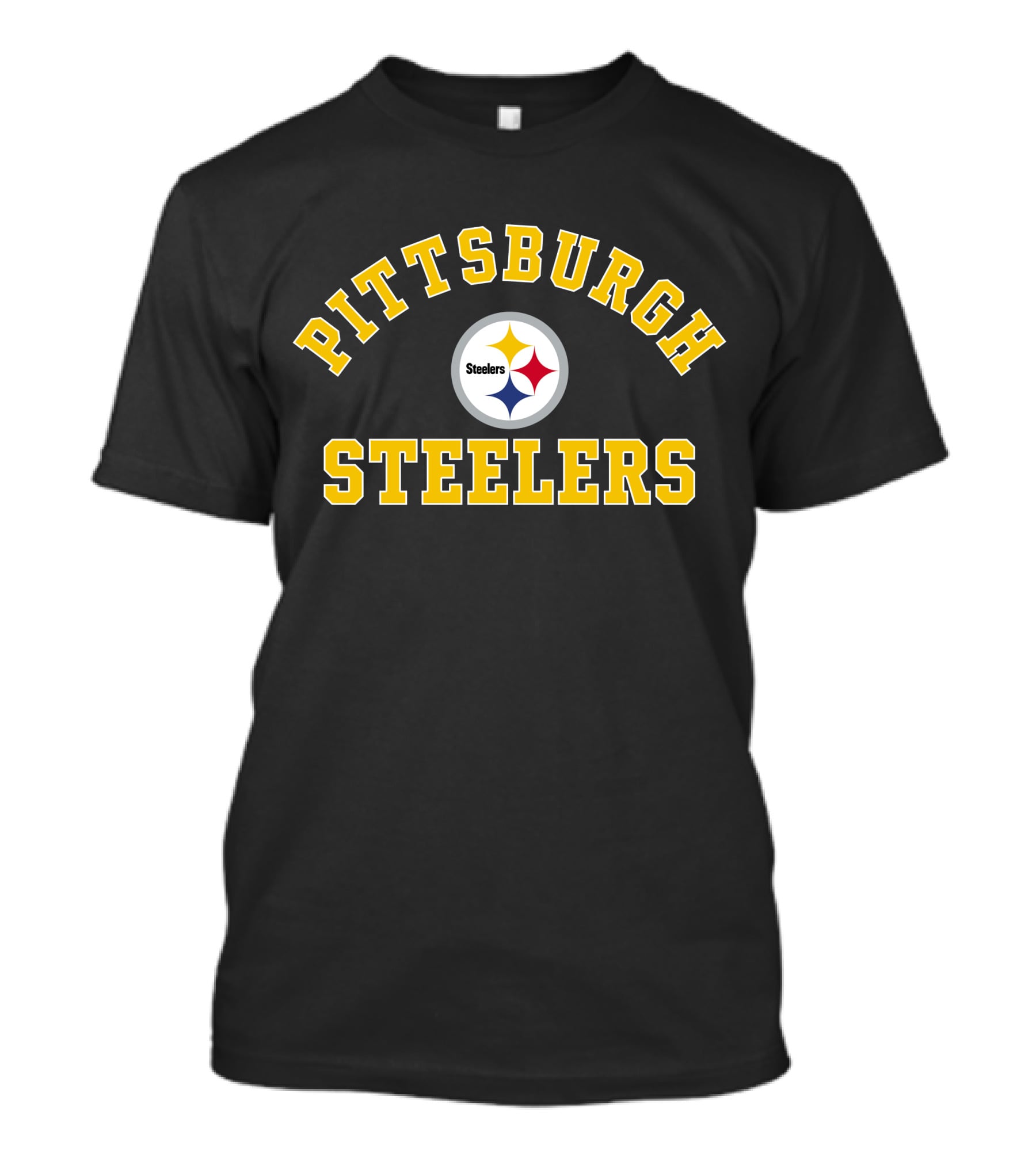Pittsburgh Steelers NFL Team Logo Classic Yellow Text On Gray Background T-Shirt