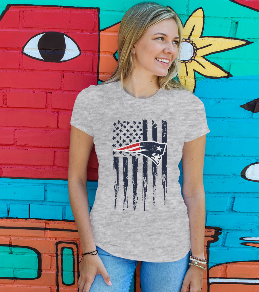 New England Patriots American Flag Patriot Head T-Shirt
