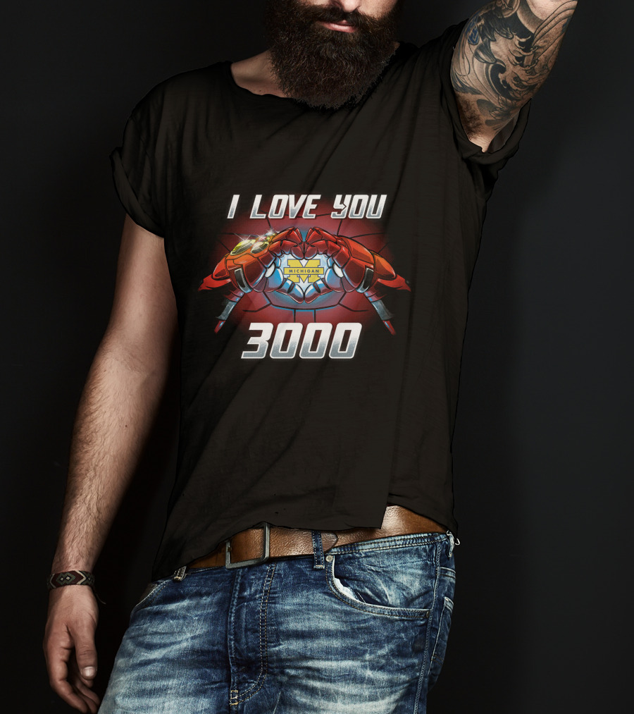 I Love You Michigan 3000 Iron Man Hands T-Shirt