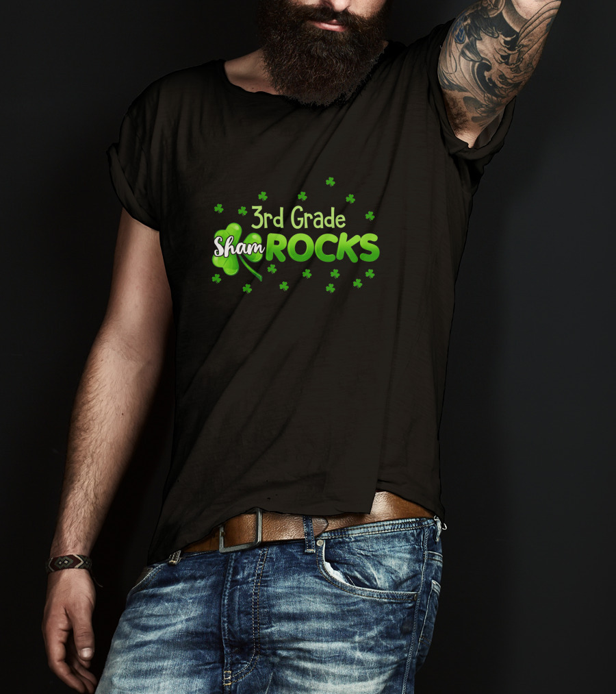 3rd Grade Shamrocks Funny St Patricks Day Green T-Shirt