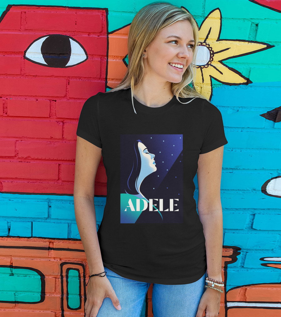 ADELE 1436941 Retro Style Portrait With Night Sky T-Shirt