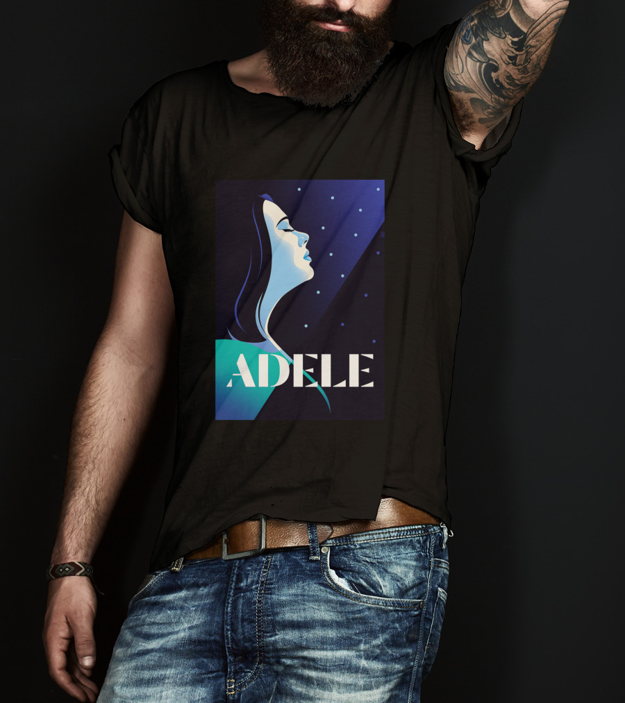 ADELE 1436941 Retro Style Portrait With Night Sky T-Shirt