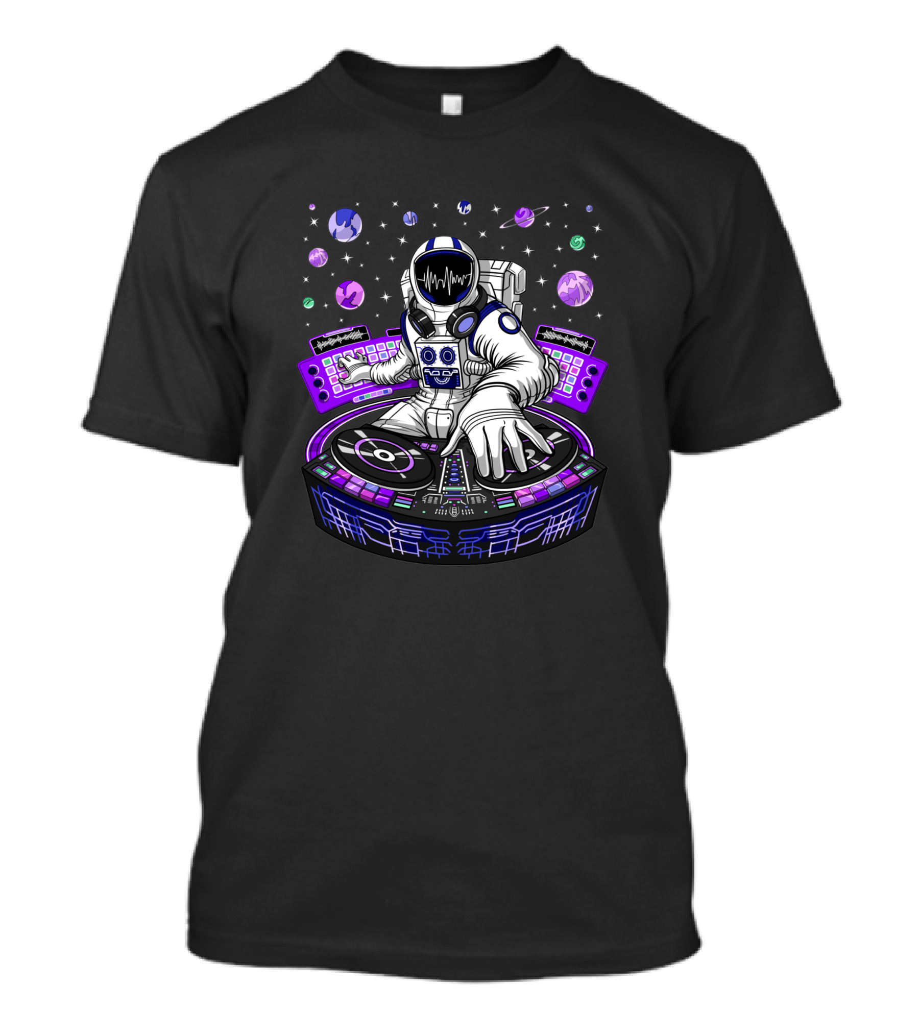 Astronaut DJ Mixing Beats With Planetary Backdrop 1382302 T-Shirt