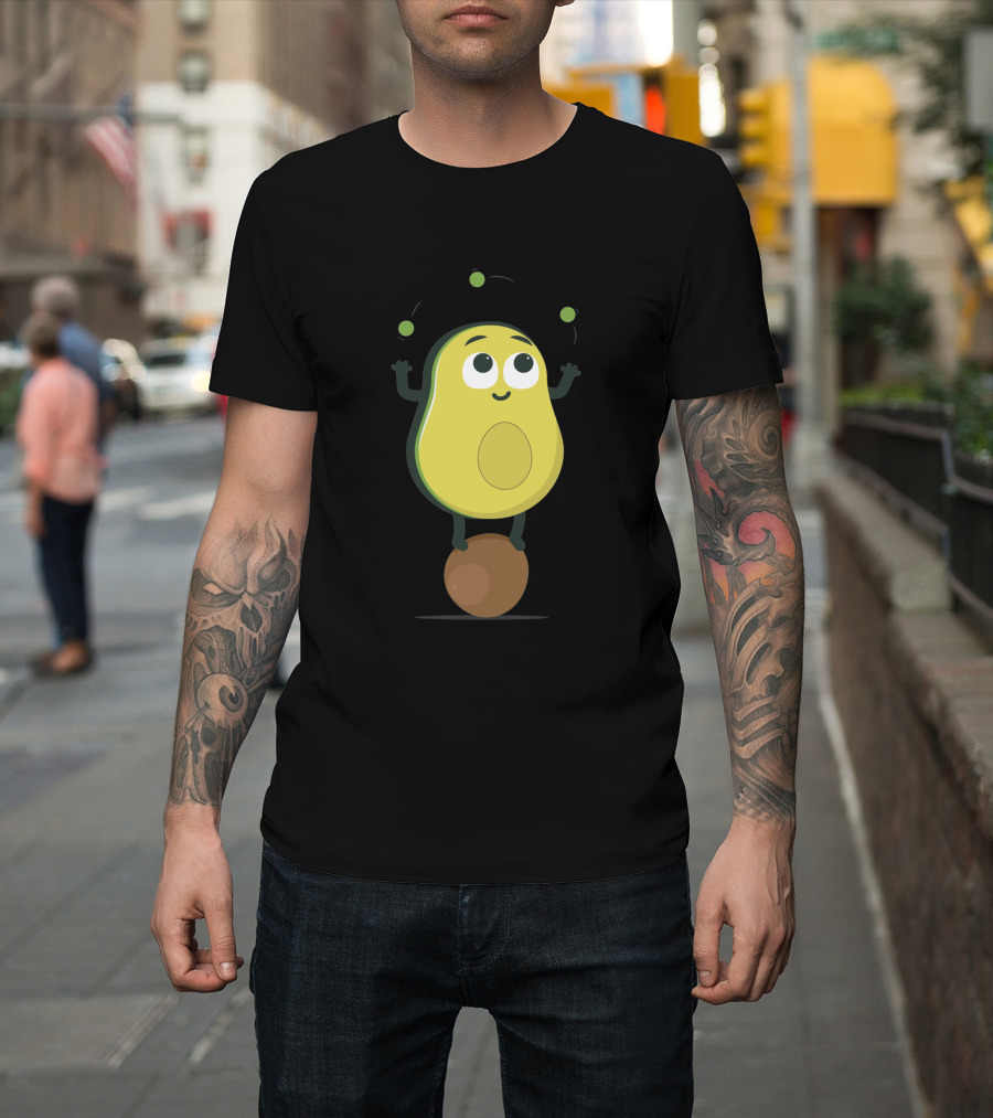 Avocado Juggler Balancing On Pit With Smiling Cartoon Expression T-Shirt