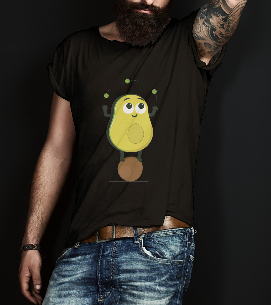Avocado Juggler Balancing On Pit With Smiling Cartoon Expression T-Shirt