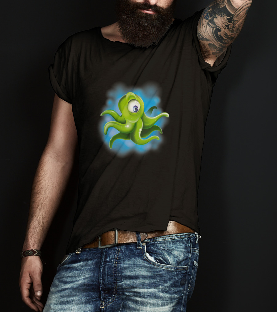 Squid Alien Cartoon Creature With One Eye T-Shirt