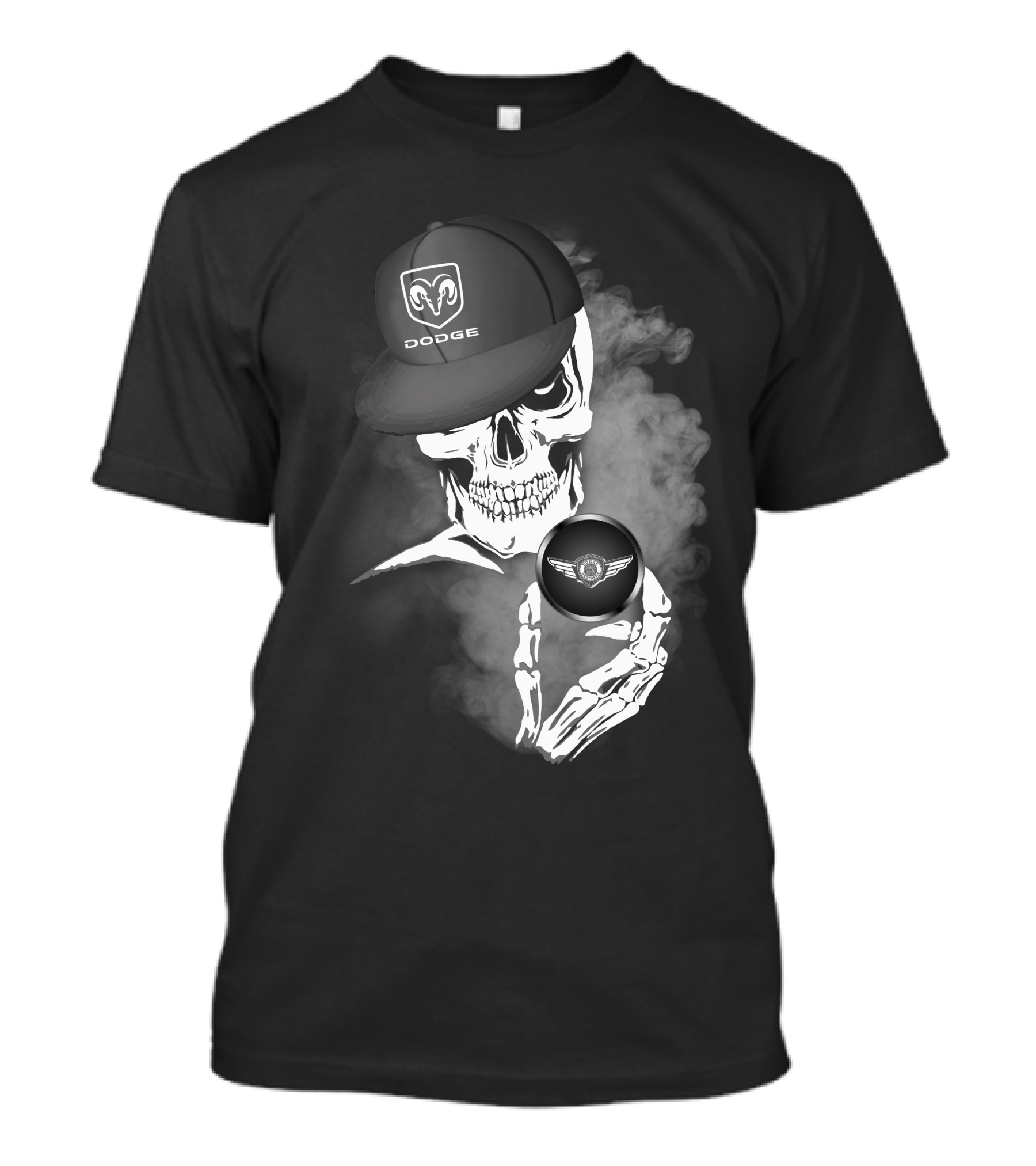 Dodge Brothers Skeleton In Smoke With Hat And Winged Emblem T-Shirt