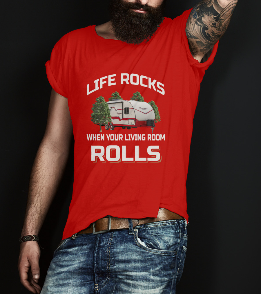 LIFE ROCKS WHEN YOUR LIVING ROOM ROLLS Gulfstream Vintage Cruiser T-Shirt