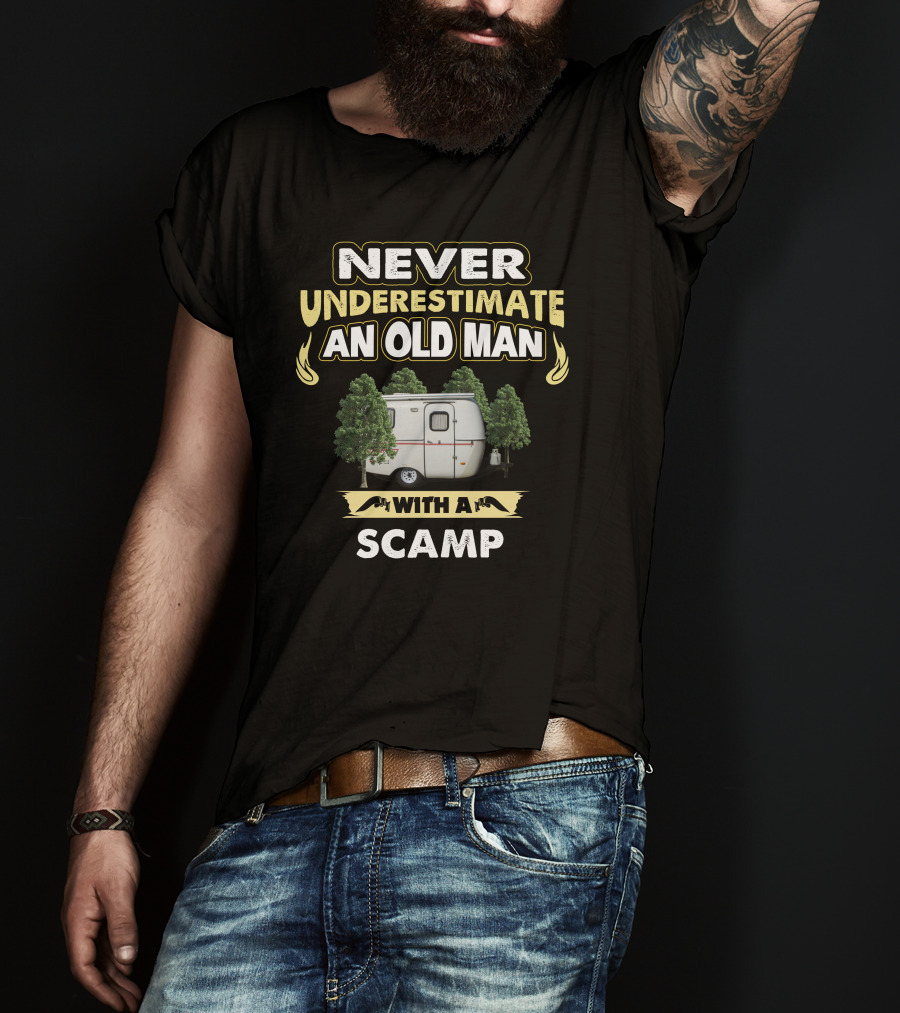 Never Underestimate An Old Man With A Scamp T-Shirt
