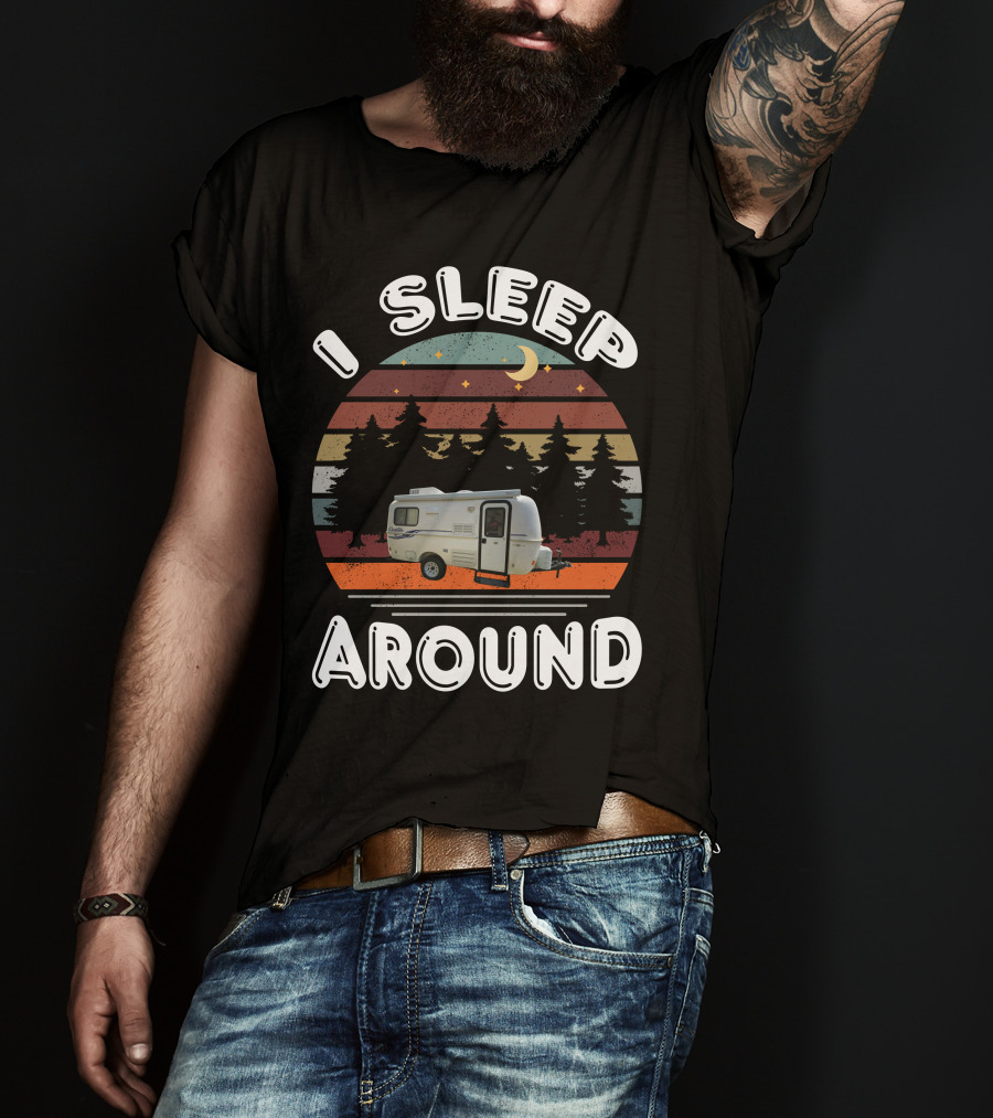 I Sleep Around Casita 1 Camper Vintage Sunset Pines T-Shirt