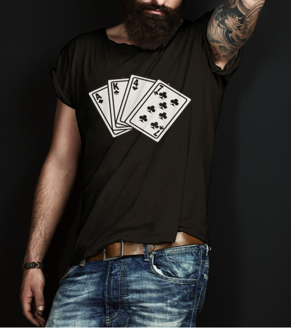 Poker AK 47 Card Hand Funny Poker Combination T-Shirt