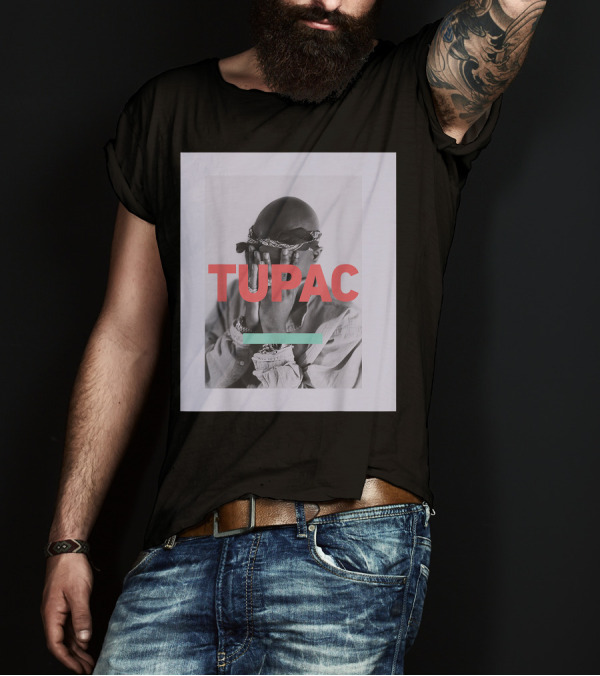 Tupac Bandana Hidden Face Black And White Photography T-Shirt
