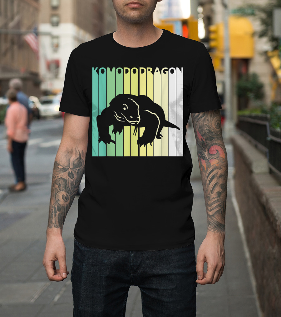 Komodo Dragon Wild Animal Stripes T-Shirt