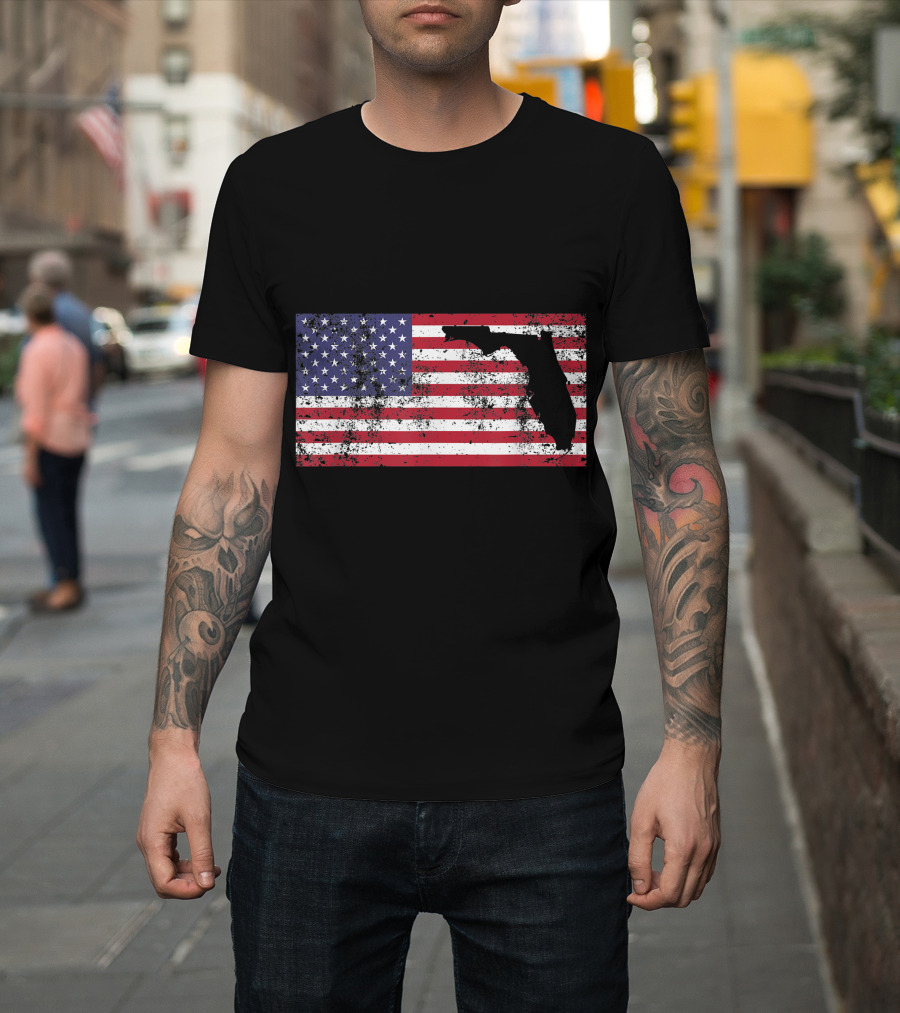 American Flag Florida USA Patriotic Rustic T-Shirt