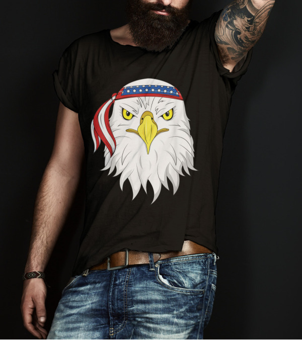 Eagle 4th Of July Patriotic Family Men Kids Boys American Flag Headband T-Shirt