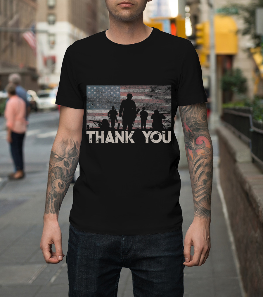 Thank You American Flag Military Appreciation T-Shirt
