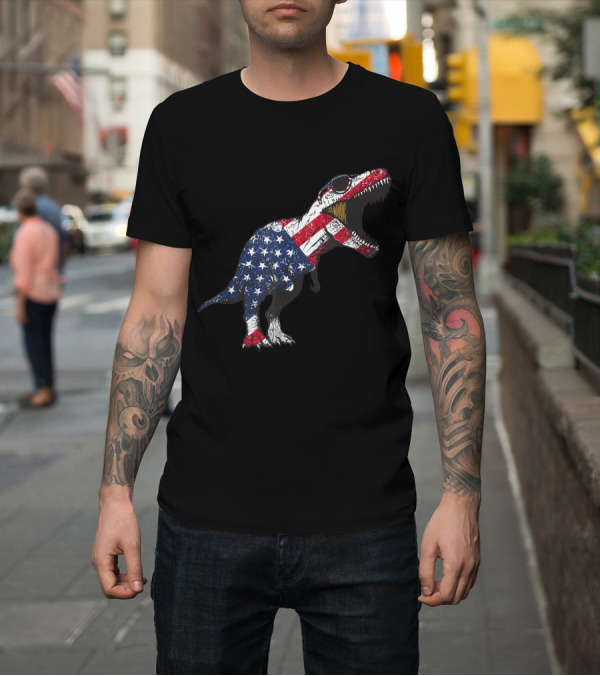 Shirt: American Flag T-Rex Dinosaur 4th of July Stars and Stripes Sunglasses T-Shirt American Flag T-Rex Dinosaur 4th of July Stars and Stripes Sunglasses T-Shirt