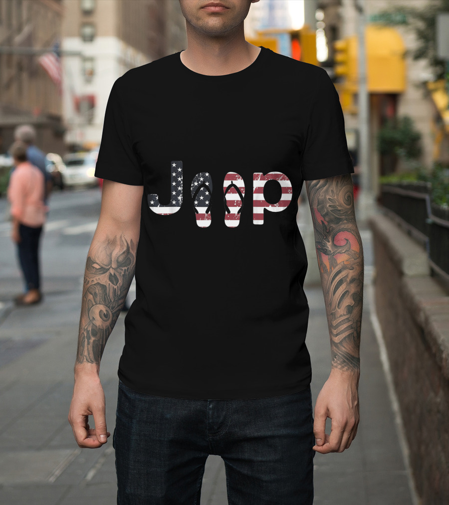 Jeep American Flag Flip Flops 4th Of July Driver T-Shirt