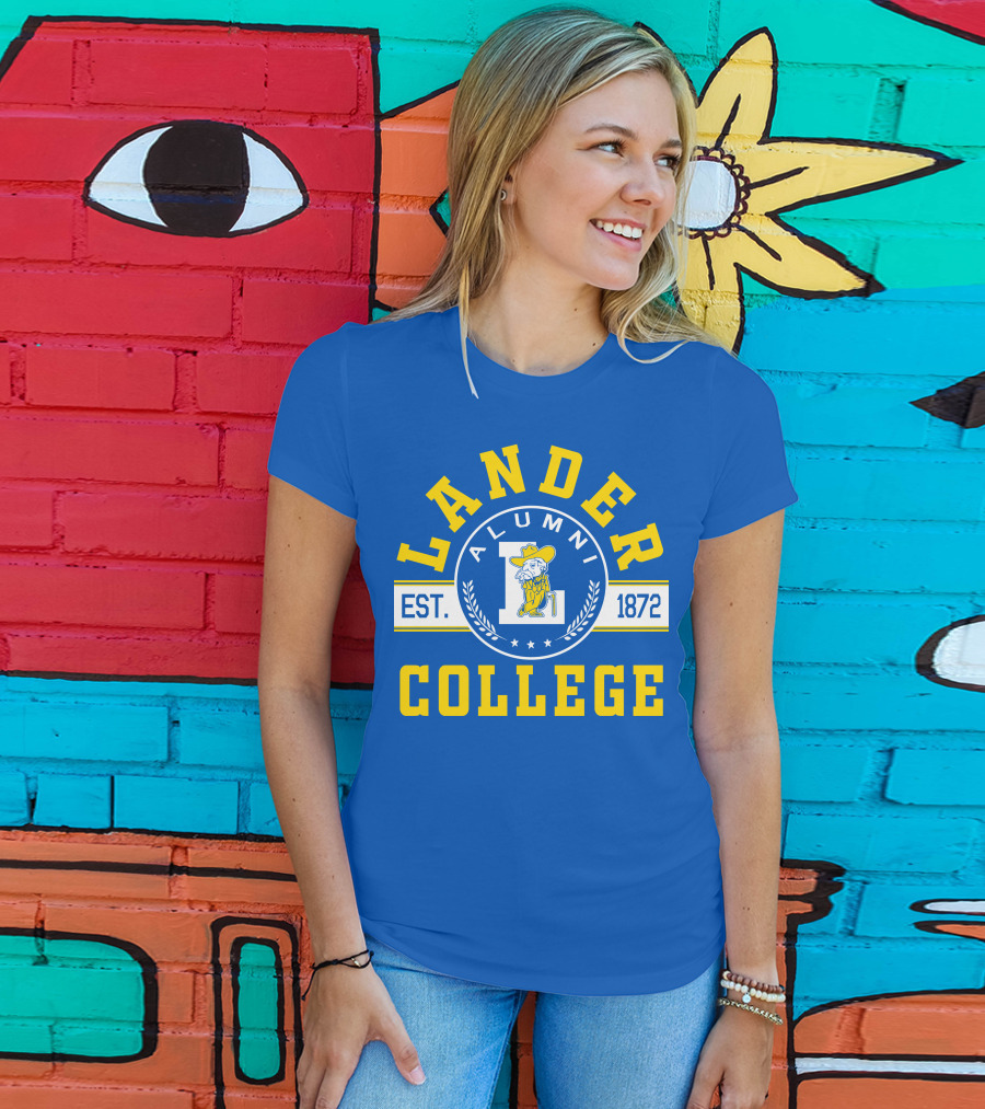 Lander College Alumni Est. 1872 Blue And Yellow T-Shirt