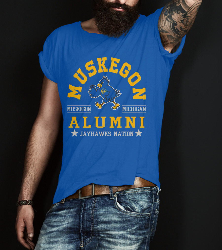 Muskegon Michigan Alumni Jayhawks Nation T-Shirt