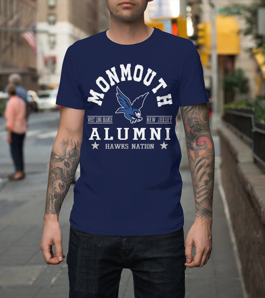 Monmouth College Alumni Hawks Nation West Long Branch New Jersey T-Shirt