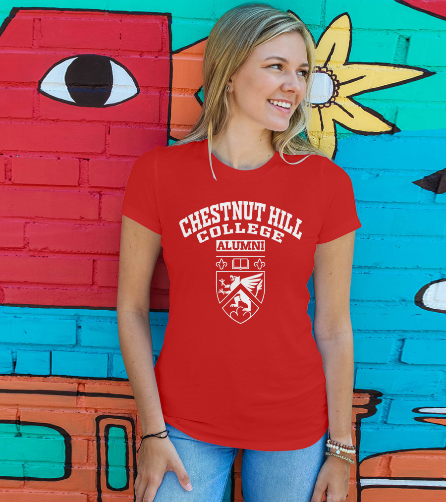 CHC Alumni Chestnut Hill College Crest Griffin Book Fleur-de-lis T-Shirt