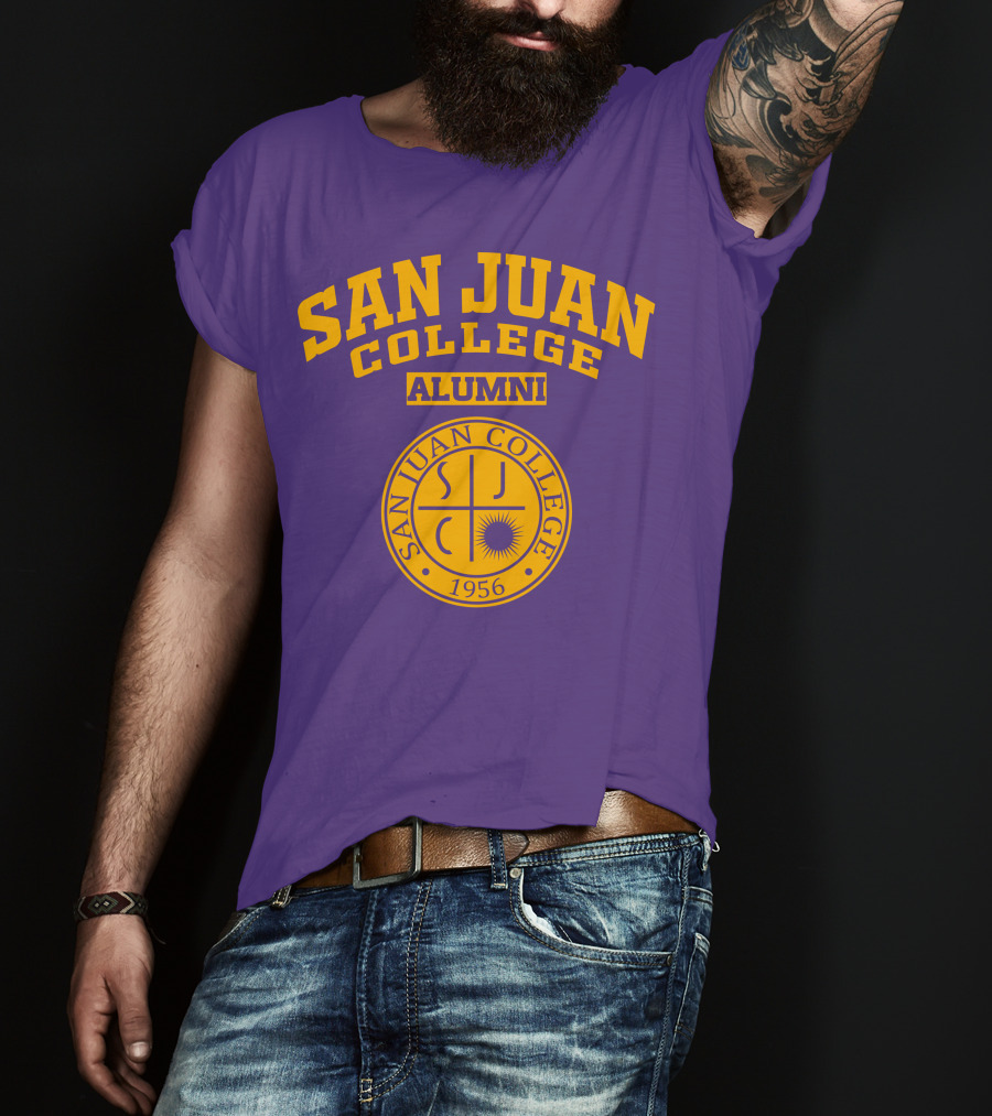 San Juan College Alumni 1956 SJC Emblem Purple Gold T-Shirt