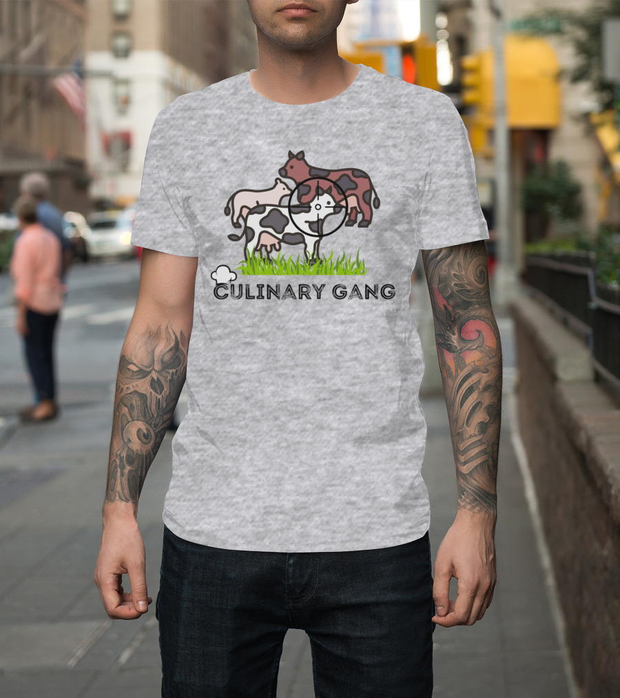 Culinary Gang Cow Trio Targeting Humor T-Shirt