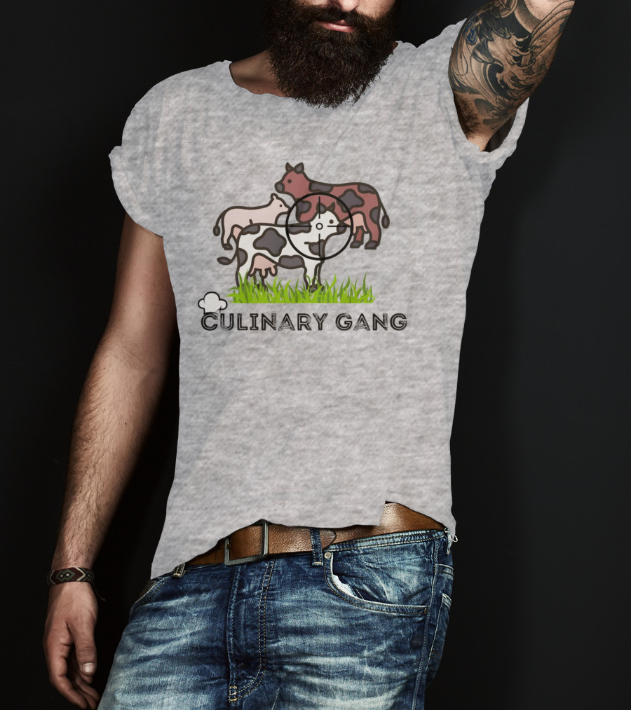 Culinary Gang Cow Trio Targeting Humor T-Shirt