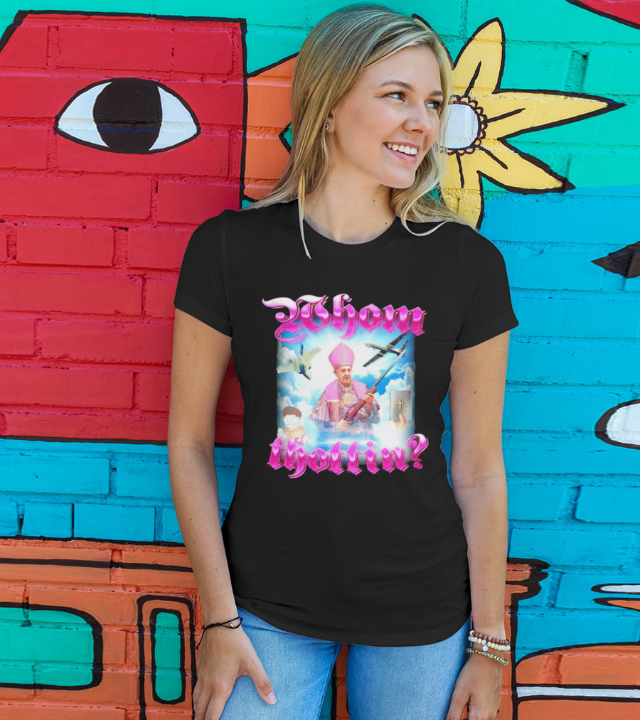 Whom Thottin Priest Holding Rifle With Airplanes And Clouds T-Shirt