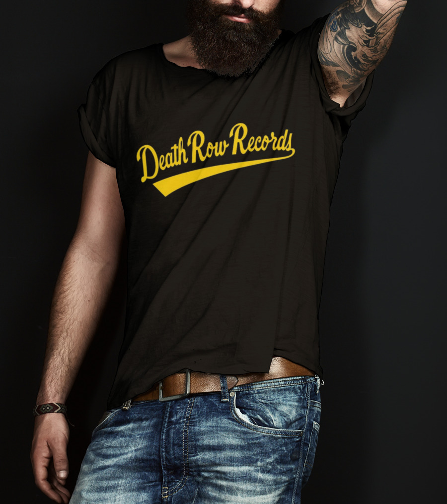 Death Row Records Baseball Style Yellow Script T-Shirt