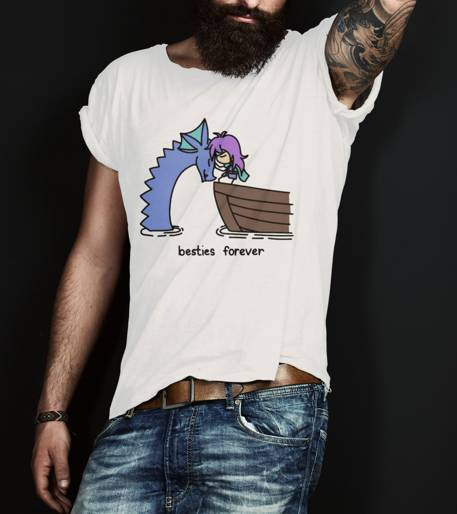 Kimchichickenbeer Faris And Syldra Besties Forever Best Friends With Dragon And Boat Scene T-Shirt