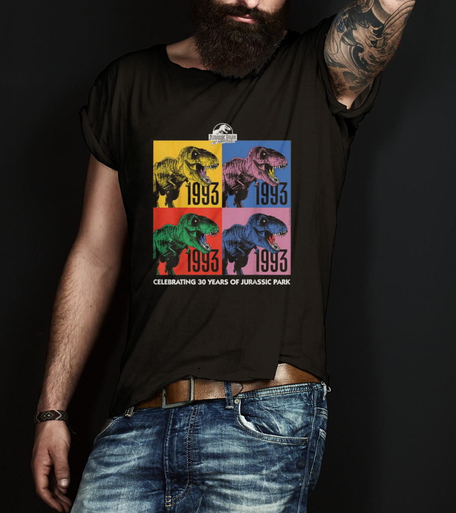 30 Years Of Jurassic Park 1993 Pop Art Dinosaur T-Shirt
