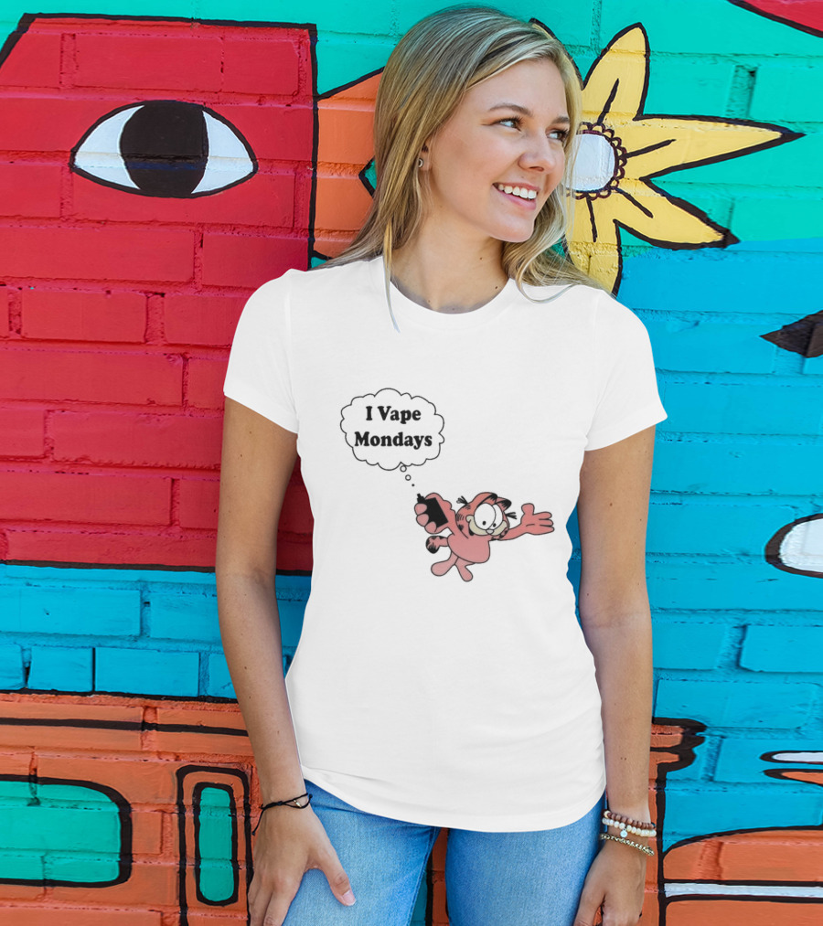Garfield I Vape Mondays Comic Style Humor T-Shirt