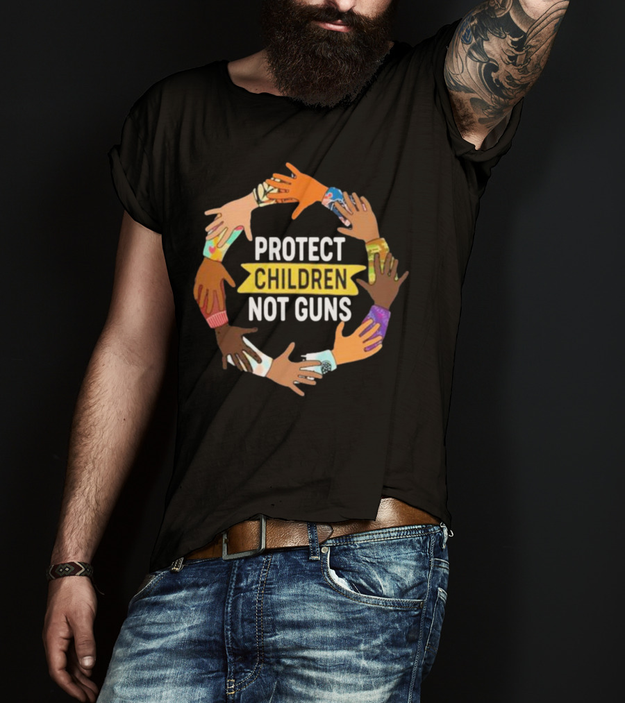 Protect Children Not Guns Diverse Hands Unity Circle T-Shirt