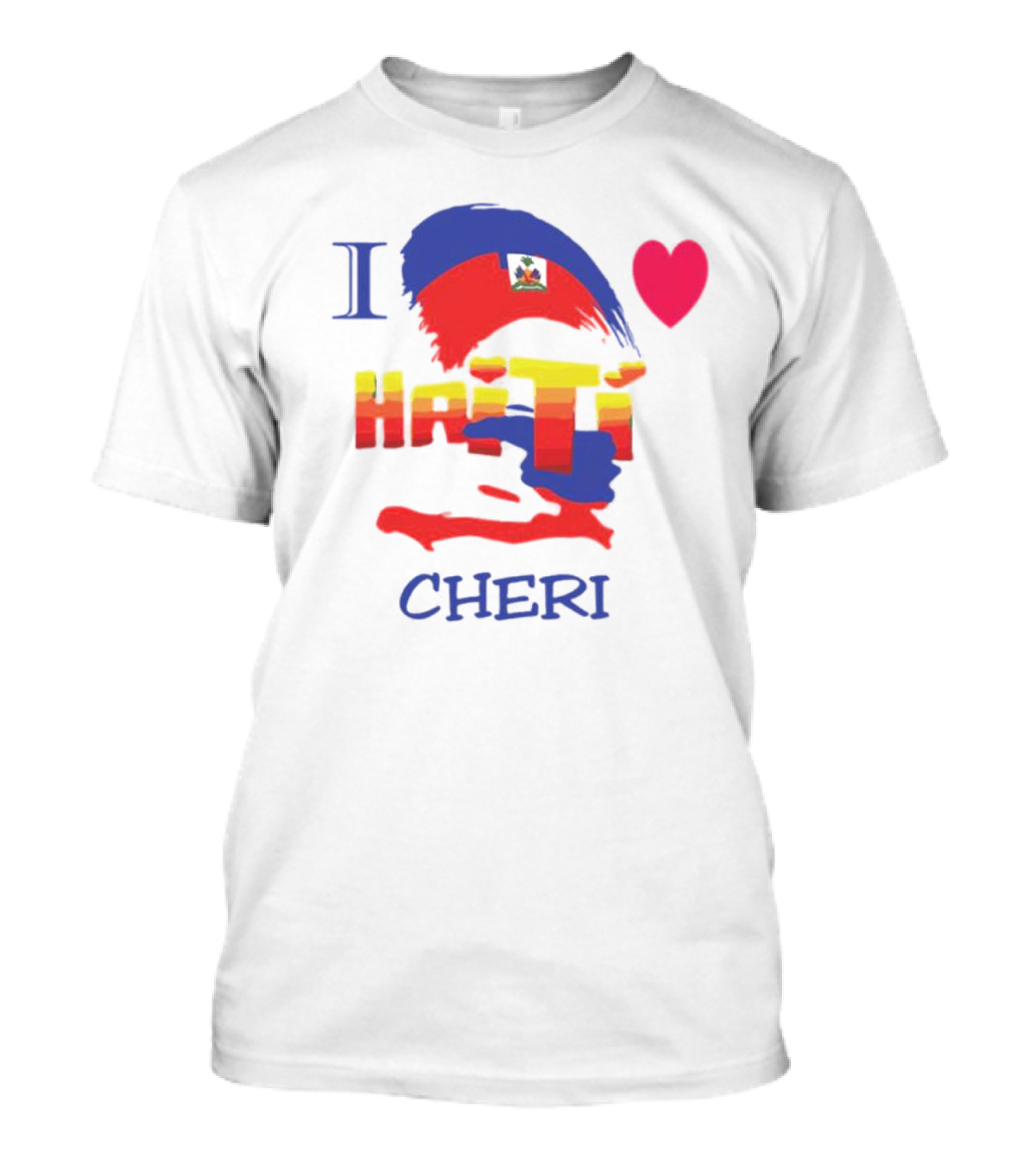 I Love Haiti Cheri Haitian Flag Heart T-Shirt