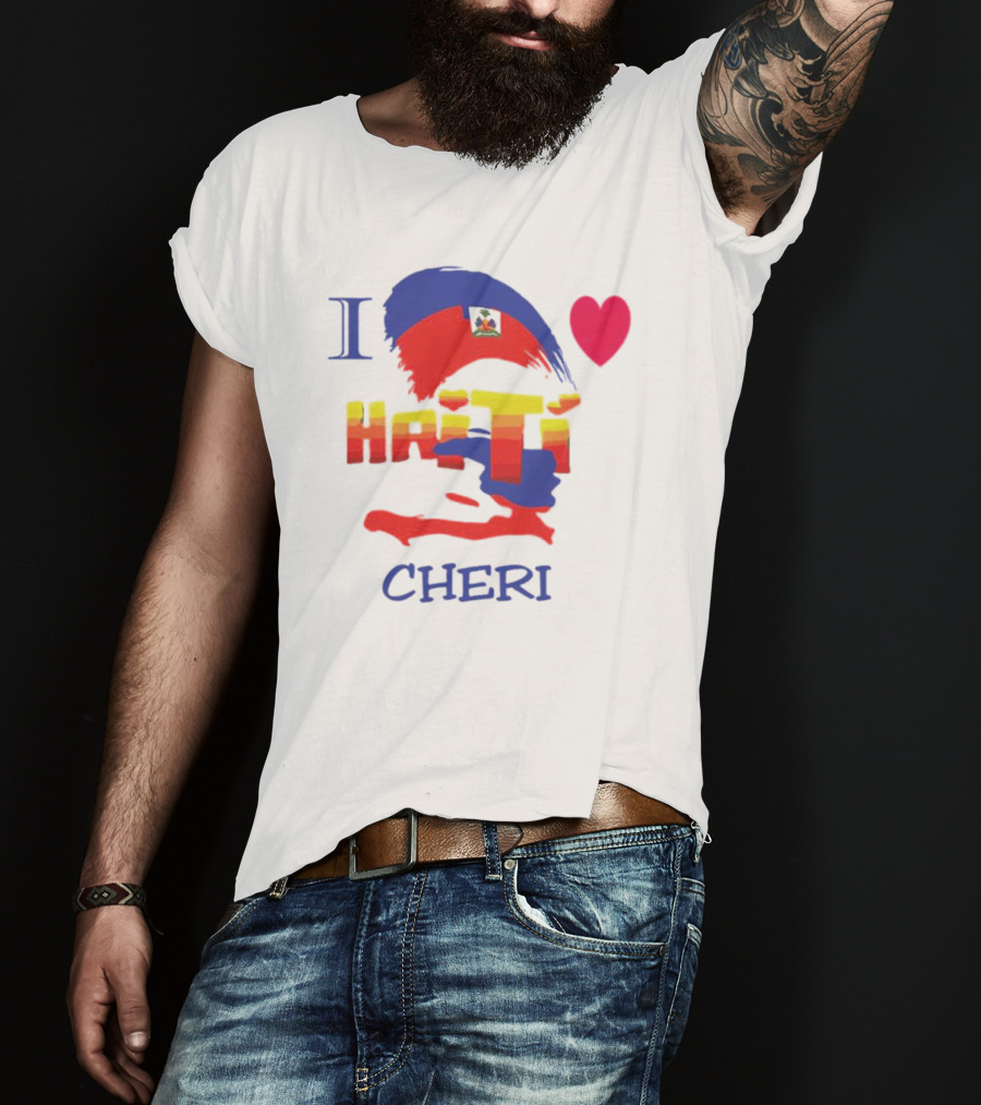 I Love Haiti Cheri Haitian Flag Heart T-Shirt