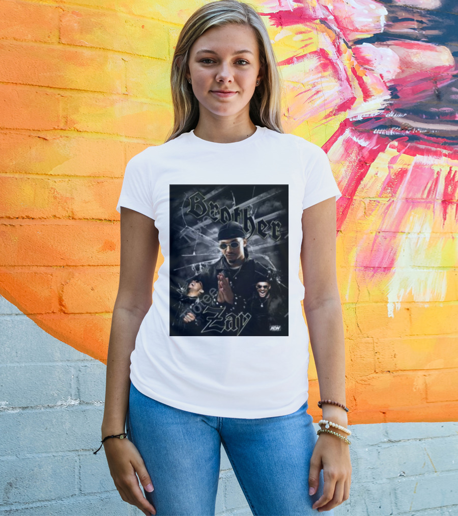 Brother Zay AEW Theme With Three Images And Dramatic Shattered Glass Background T-Shirt